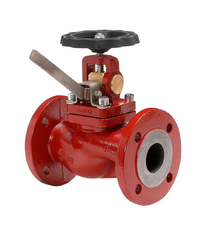 SELF-CLOSING GLOBE VALVE FLANGED STRAIGHT WITH HANDLE DIN PN 16